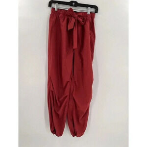 PASKHO Red Serene Joggers Pants Ultra Comfort Sash Tied Size XSMALL EUC